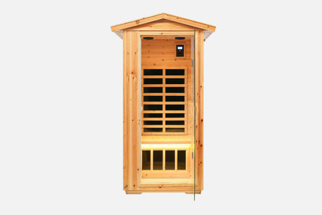 Far infrared outdoor sauna room for one person , Made of old fir