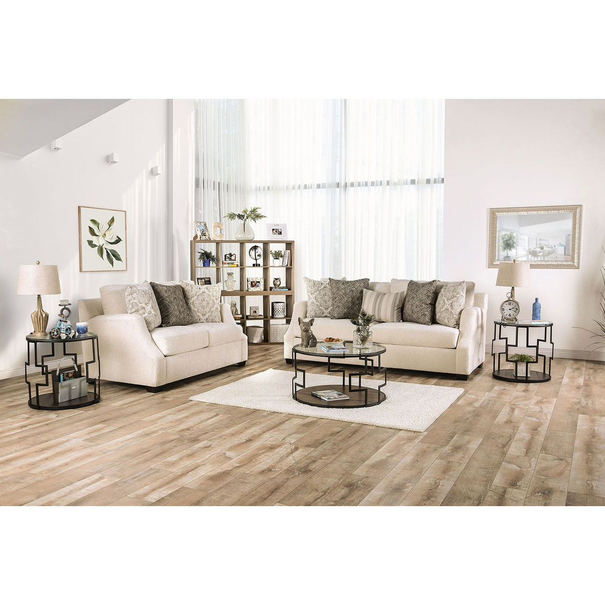 Laila - Sofa & Loveseat - Ivory - Home Elegance USA