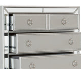 Modern Traditional Style 1pc Bedroom Chest of Drawers Embossed Textural Fronts Silver Finish - Home Elegance USA