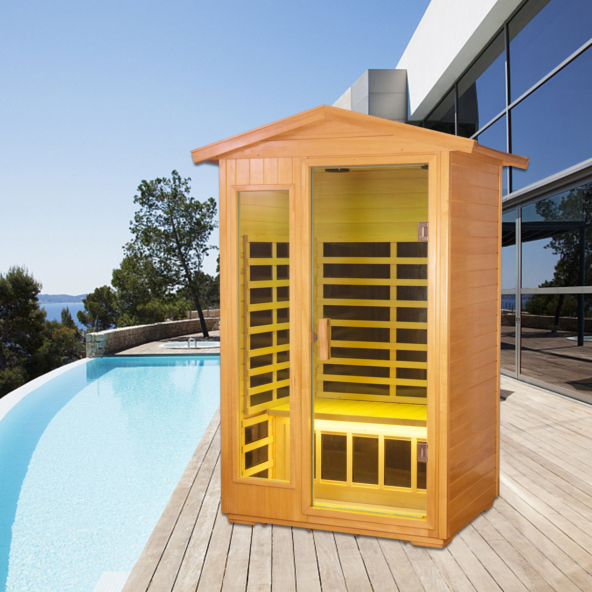 Two  Person Outdoor Basswood Far Infrared Sauna Room