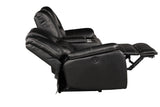 Hong Kong Power Reclining Loveseat made with Faux Leather in Black Home Elegance USA