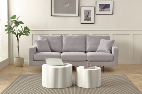 Modern Three Seat Sofa Couch with 2 Pillows, Light Grey Perfect for Every Occasion Home Elegance USA