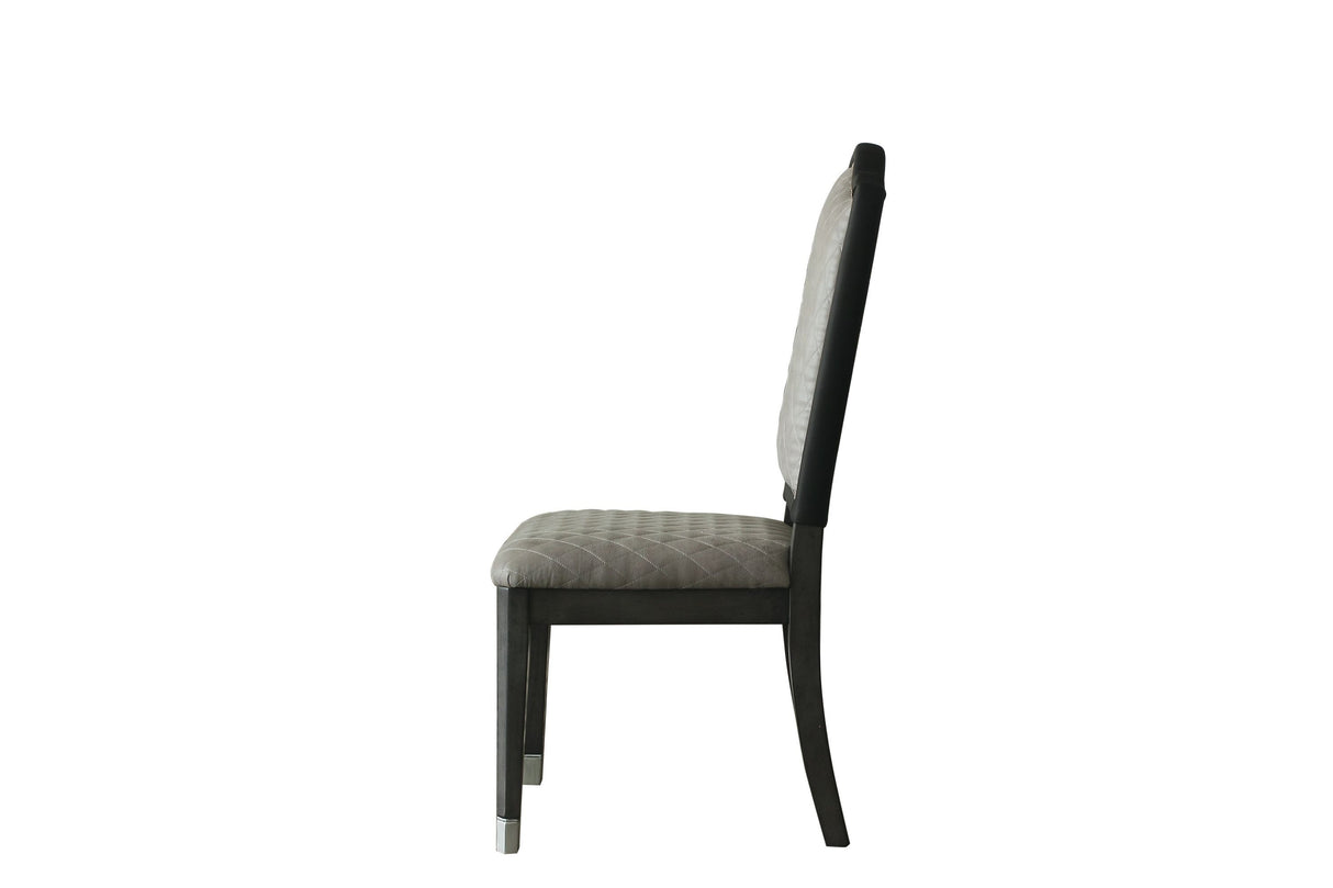 ACME House Beatrice Side Chair, Two Tone Beige Fabric & Charcoal Finish 68812 - Home Elegance USA