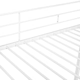 Twin Over Twin Bunk Bed Metal Bed with Half Roof, Guardrail and Ladder White - Home Elegance USA