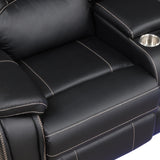 Modern Faux Leather Manual Reclining with Center Console with LED Light Strip,Living Room Furniture Set,PU Symmetrical Couch with 2 Cup Holders and Storage for Living room,Black - Home Elegance USA