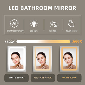 40x30 Inch LED Bathroom Medicine Cabinet Surface Mount Double Door Lighted Medicine Cabinet, Medicine Cabinets for Bathroom with Mirror Defogging, Dimmer White - W995S00067 - image - 5