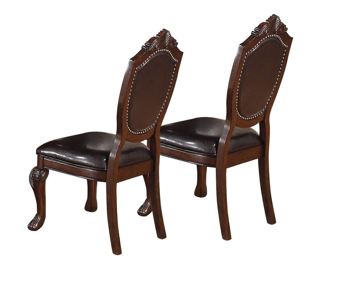 Formal Dining Room Table w Leaf 2x Arm Chairs And 6x Side Chairs Brown 9pc Set Dining Table Double Pedestal Base Royal Rectangle Table - Home Elegance USA