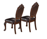 Formal Dining Room Table w Leaf 2x Arm Chairs And 6x Side Chairs Brown 9pc Set Dining Table Double Pedestal Base Royal Rectangle Table - Home Elegance USA