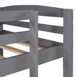 Twin over Twin over Twin Bed L-shaped Bunk Bed, Pine Wood Bed Frame, Gray - Home Elegance USA