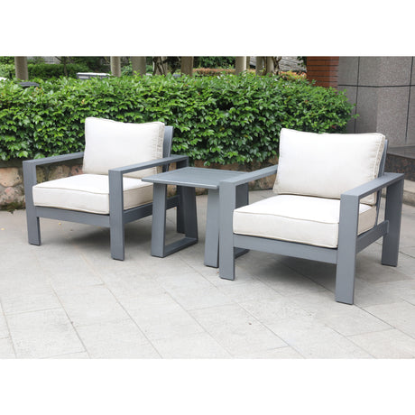3 Piece Seating Group with Cushions, Powdered Pewter