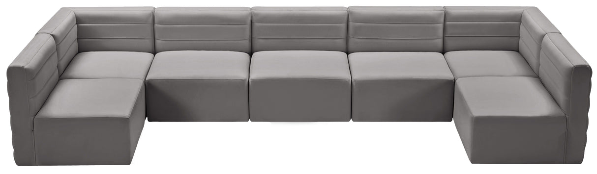 Quincy - Modular Sectional 7 Piece - Grey - Fabric - Home Elegance USA