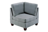 Living Room Furniture Corner Wedge Grey Linen Like Fabric 1pc Cushion Wedge Sofa Wooden Legs - Home Elegance USA