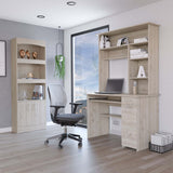 Isabelle 10-Shelf 4-Door 2-piece Office Set, Bookcase and Desk Light Gray - Home Elegance USA