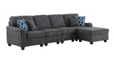 Leo Dark Gray Woven 5 Seater Sofa and Ottoman Home Elegance USA