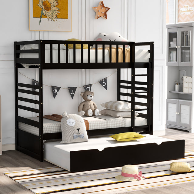 Orisfur. Twin Bunk Beds for Kids with Safety Rail and Movable Trundle bed - Home Elegance USA