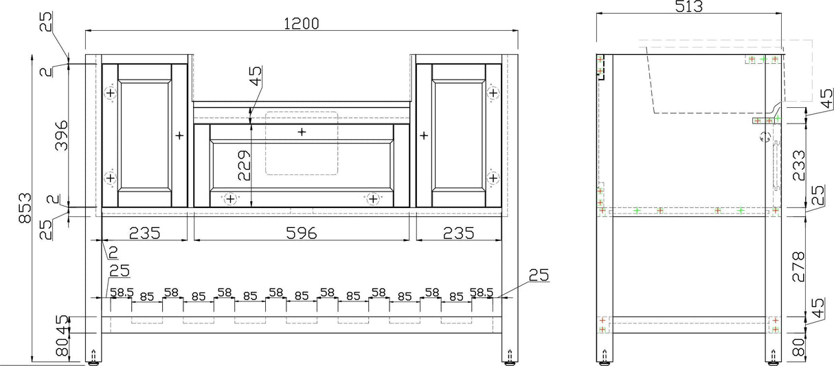 Solid Wood Bathroom Vanities Without Tops 48 in. W x 20 in. D x 33.60 in. H   Bathroom Vanity in green