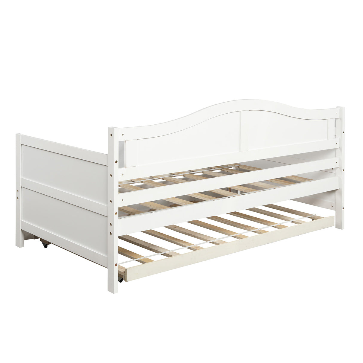 Twin Wooden Daybed with Trundle Bed, Sofa Bed for Bedroom Living Room,White - Home Elegance USA