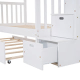 Twin over Twin/Full Bunk Bed with Twin Size Trundle (White)(OLD SKU :LP000025AAK) - Home Elegance USA