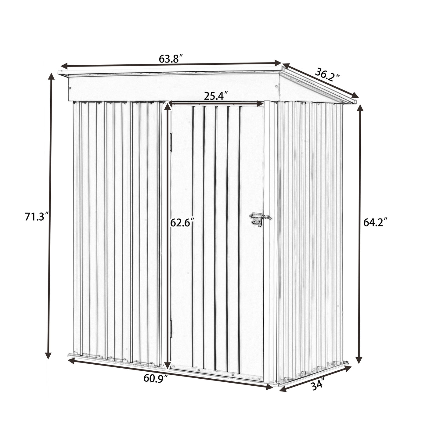 TOPMAX Patio 5ft Wx3ft. L Garden Shed, Metal Lean-to Storage Shed with Lockable Door, Tool Cabinet for Backyard, Lawn, Garden, Gray