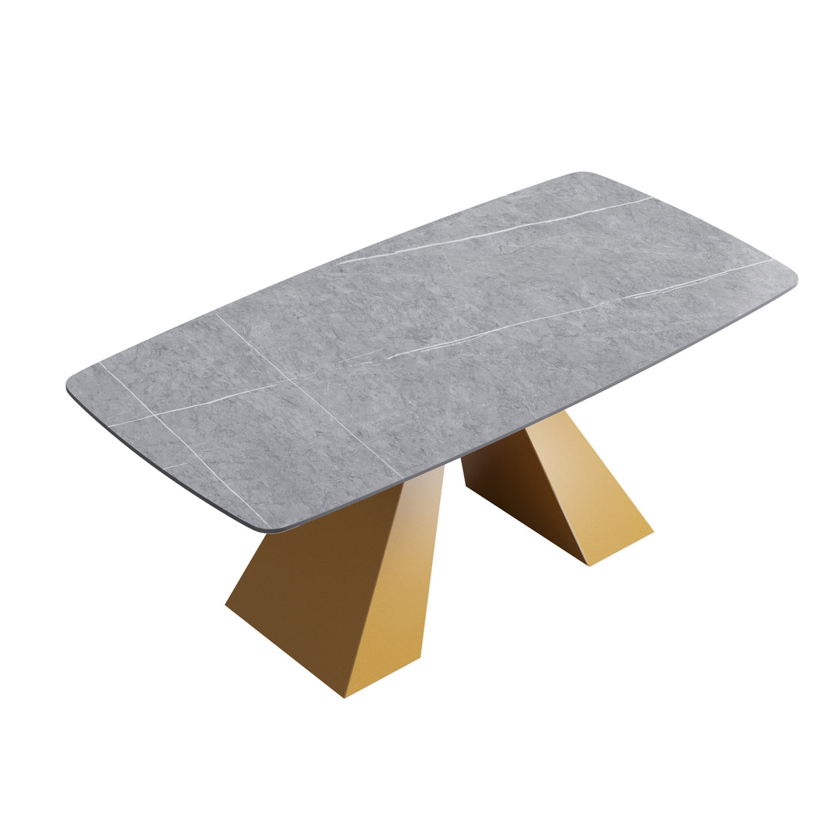 70.87"Modern artificial stone gray curved golden metal leg dining table - can accommodate 6 - 8 people - W1535S00088 - image - 5