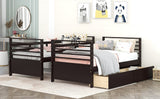 Twin over Twin Wood Bunk Bed with Two Drawers - Espresso· - Home Elegance USA
