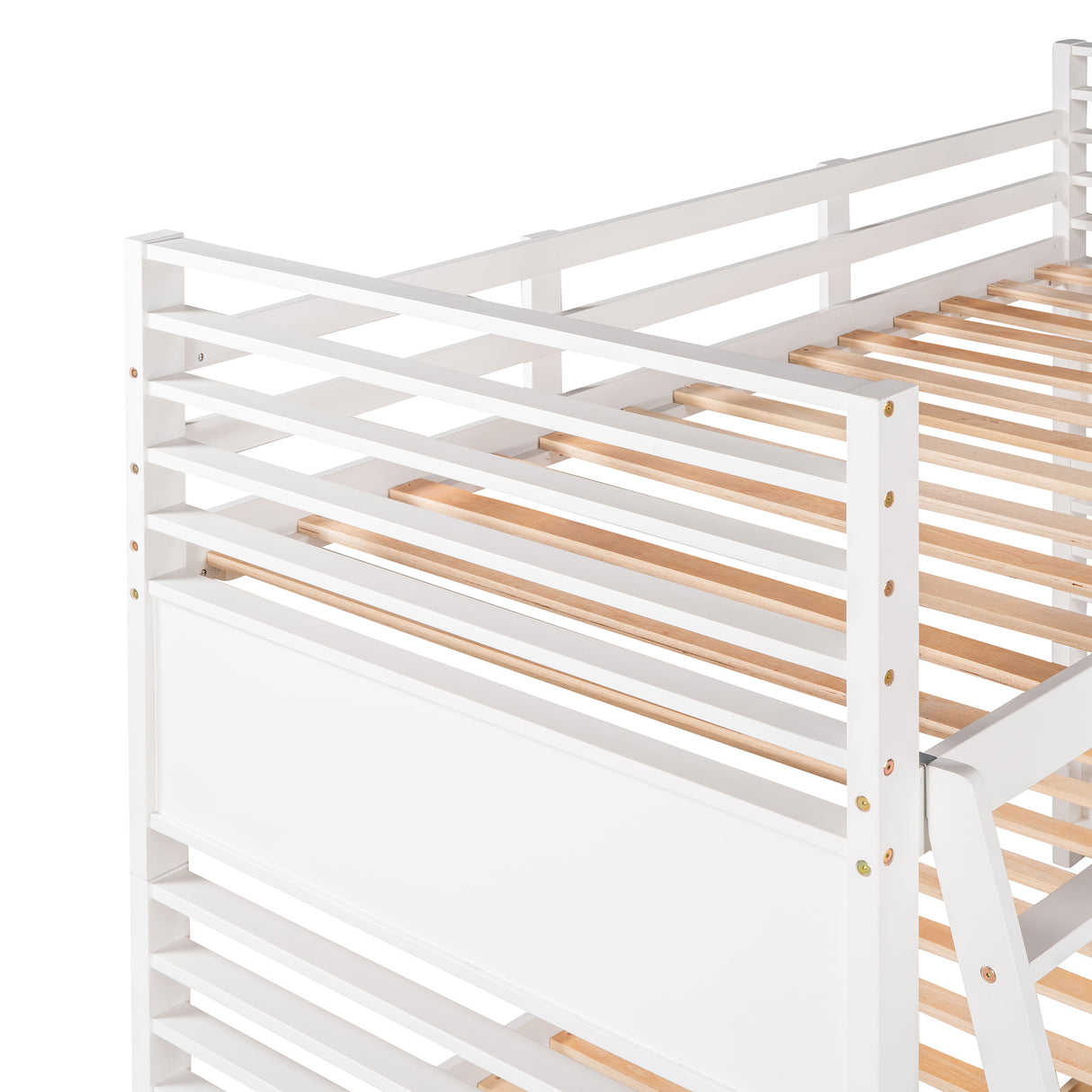 Twin over Twin Wood Bunk Bed with Two Drawers - White - Home Elegance USA