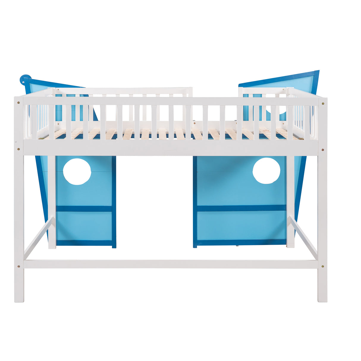 Full Size Boat Shape Loft Bed with Ladder-Blue - Home Elegance USA