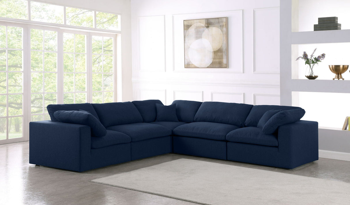 Serene - Cloud 5 Piece Modular Sectional - Navy - Home Elegance USA