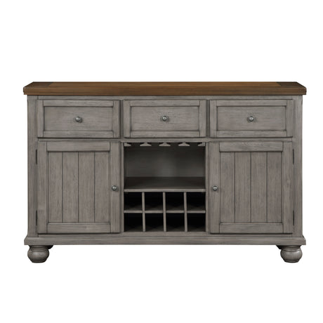 Traditional Style Gray Finish 1pc Server of Drawers Storage Cabinet w Adjustable Shelf 8-Bottle Wine Rack Wooden Furniture - Home Elegance USA