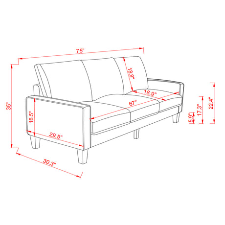 Modern Living Room Furniture Sofa in Dark Grey Fabric Home Elegance USA