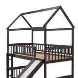 Twin Loft Bed with Slide, House Bed with Slide,Espresso(OLD SKU :LT000212AAP) - Home Elegance USA