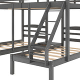 Full over Twin & Twin Bunk Bed,Triple Bunk Bed, Gray - Home Elegance USA