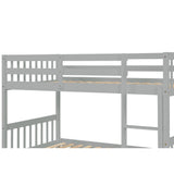 Twin Over Twin Bunk Beds with Trundle, Solid Wood Trundle Bed Frame with Safety Rail and Ladder, Kids/Teens Bedroom, Guest Room Furniture, Can Be converted into 2 Beds,Grey (Old Sku:W504S00027) - Home Elegance USA