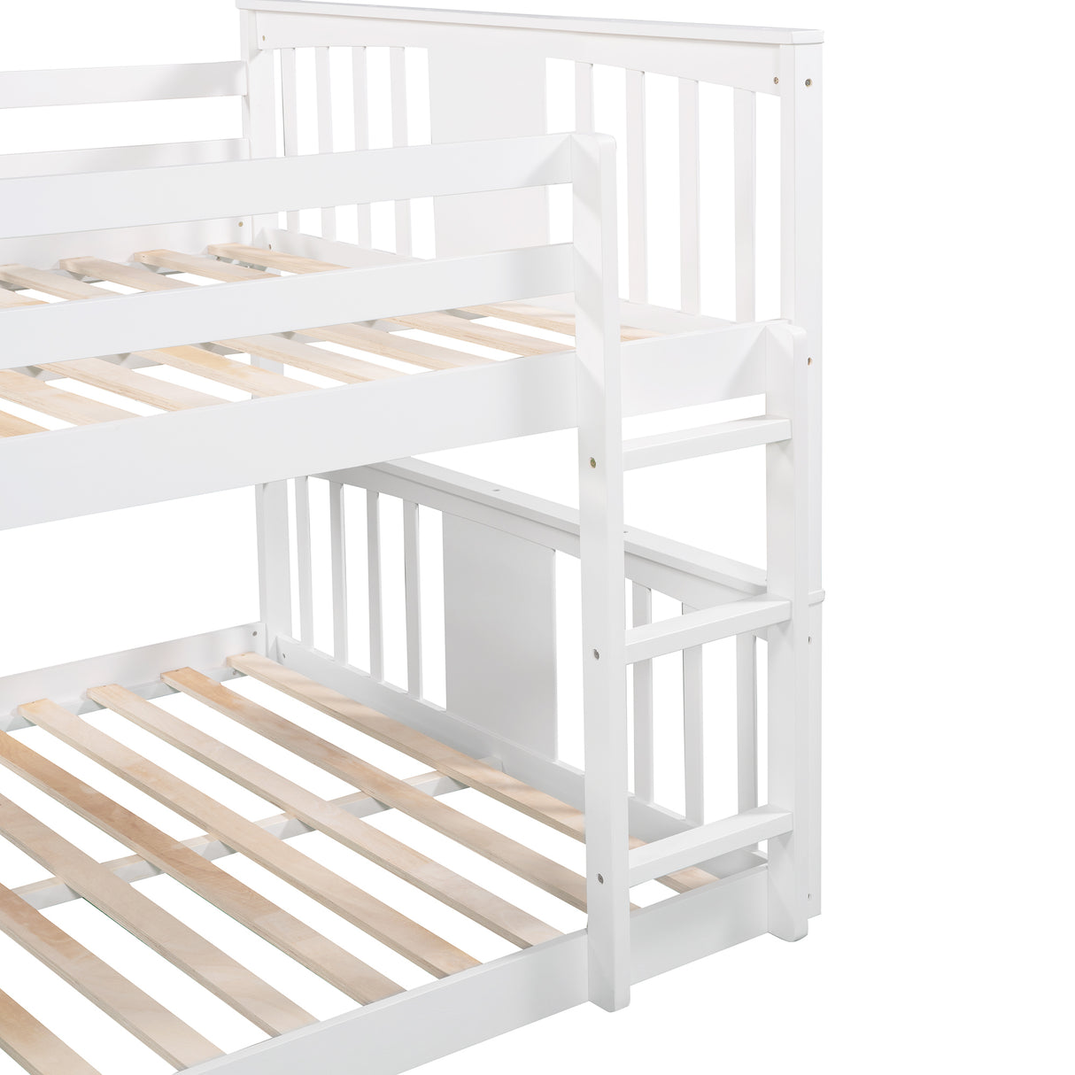 Full Over Full Bunk Bed with Ladder with Slide, White (Old SKU :LP000208AAK) - Home Elegance USA