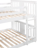 Full Over Full Bunk Bed with Ladder with Slide, White (Old SKU :LP000208AAK) - Home Elegance USA