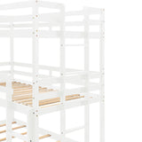 Triple Bunk Bed, Twin/ Twin/ Twin, with Ladder, No Box Spring Needed, For Bedroom and Guestroom, Easily Convertible into One Twin Bed and One Twin over Twin Loft Bed , White - Home Elegance USA