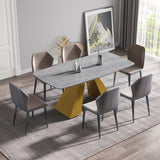 70.87"Modern artificial stone gray curved golden metal leg dining table - can accommodate 6 - 8 people - W1535S00088 - image - 1