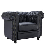 classic sofa 1-seat genuine leather solid wood oak feet Home Elegance USA