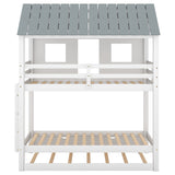 House Bunk Bed with Trundle,Roof and Windows,White(OLD SKU:GX000705AAK) - Home Elegance USA