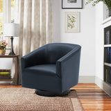 Garland Midnight Blue Wood Base Swivel Chair - Home Elegance USA