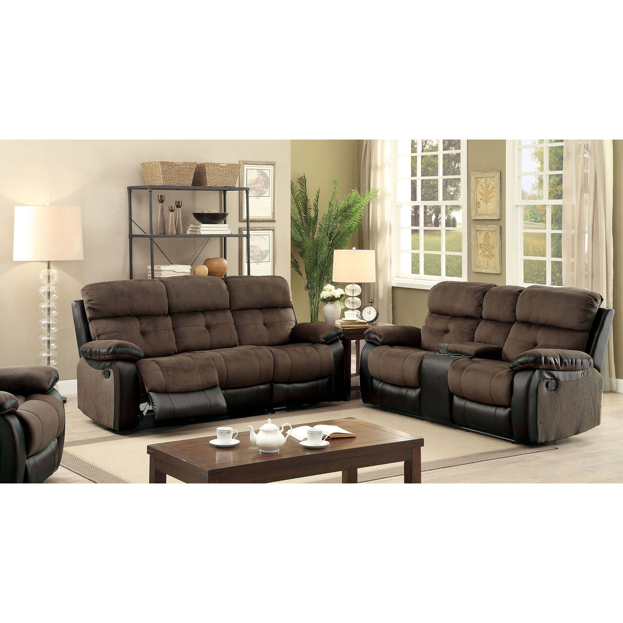 Hadley - Sofa & Loveseat - Brown / Black - Home Elegance USA