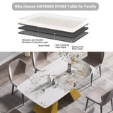 63"Modern artificial stone pandora white curved golden metal leg dining table - 6 people - W1535S00169 - image - 11