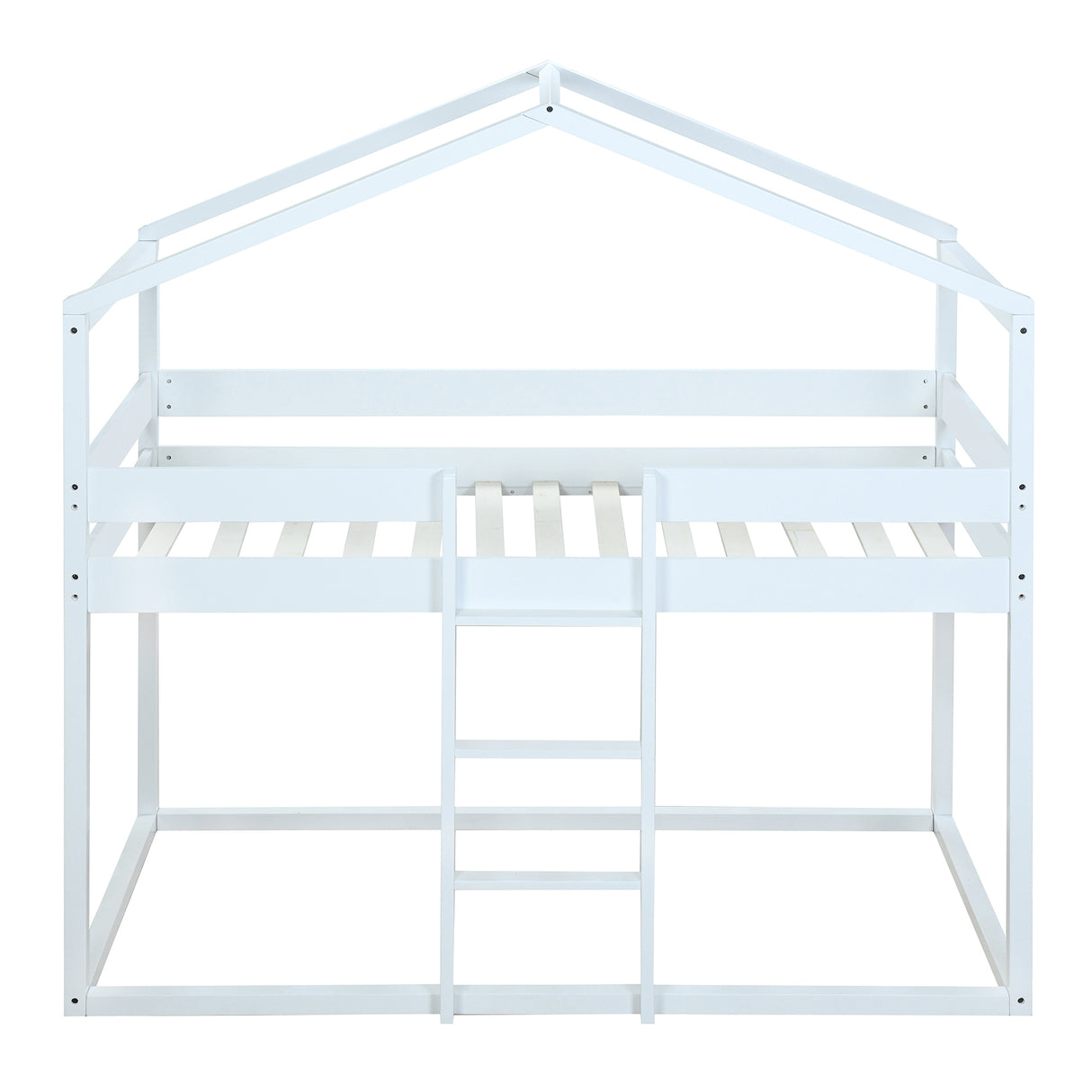 Twin Over Twin Bunk Bed Wood Bed with Tent, White - Home Elegance USA