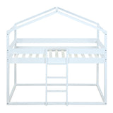 Twin Over Twin Bunk Bed Wood Bed with Tent, White - Home Elegance USA