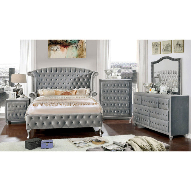 Alzir - 5 Piece Queen Bedroom Set With 2Ns - Gray - Home Elegance USA