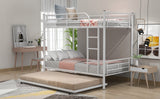 Twin-Over-Twin Metal Bunk Bed With Trundle,Can be Divided into two beds,No Box Spring needed ,White ( old sku: MF194806AAK ) - Home Elegance USA