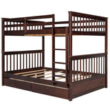 Full-Over-Full Bunk Bed with Ladders and Two Storage Drawers (Espresso) - Home Elegance USA