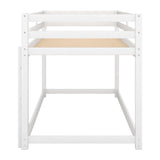 Twin over Twin Floor Bunk Bed with Ladder , White(Old SKU:WF281727AAK/WF286602AAK) - Home Elegance USA
