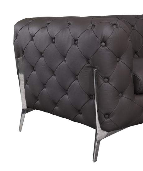 Global United Transitional Top Grain 100% Italian Leather Upholstered Loveseat Home Elegance USA