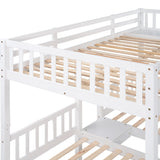 Full Over Twin & Twin Bunk Bed, Wood Triple Bunk Bed with Drawers and Guardrails, White (OLD SKU: LP000143AAK) - Home Elegance USA